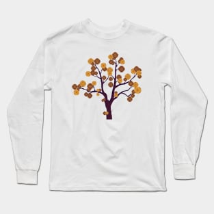 Autumn tree with yellow mandala leaves Long Sleeve T-Shirt